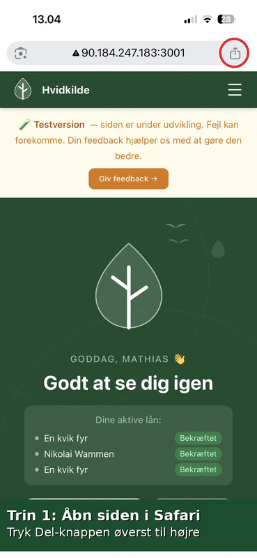 Guide til at tilføje Hvidkilde til hjemmeskærmen